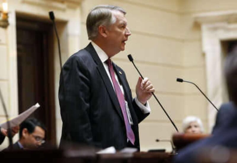 Senator John L. Valentine speaks to the senate as Utah Legislators meet Friday, March 25, 2011.