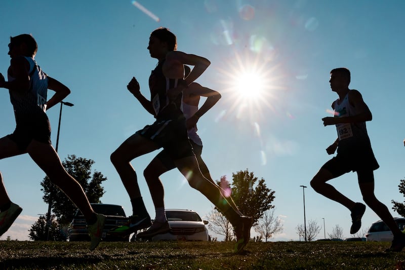 3A runners compete in the state high school cross-country championships in Salt Lake City on Oct. 24, 2023.