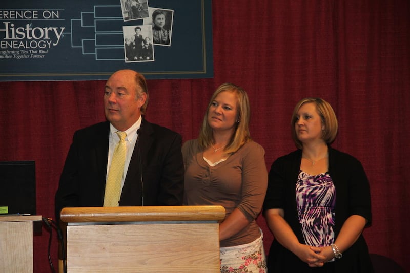 T.C. Christensen, left, Katie Walker Payne and Jennie Johnson spoke at the annual conference on Family History and Genealogy about how dead ancestors protected their loved ones during the Cokeville bomb blast.
