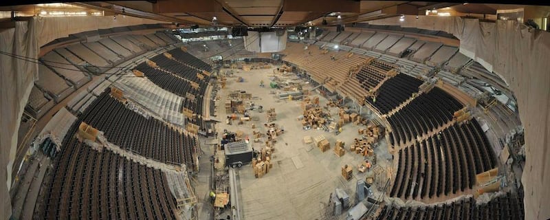 In this July 20, 2011 photo provided by Madison Square Garden, construction crews continue renovations of the New York City arena"™s interior. Construction workers are laboring around the clock to complete the first phase of the renovation before the fall