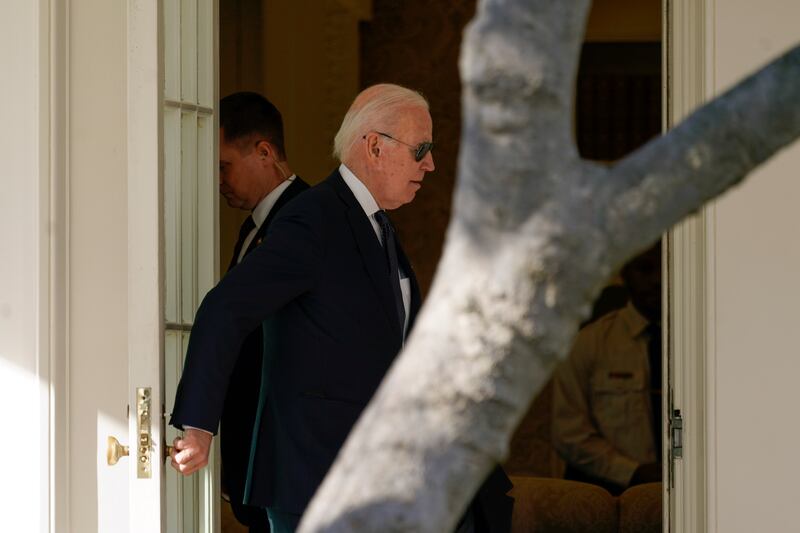 Joe Biden at the White House behind a tree