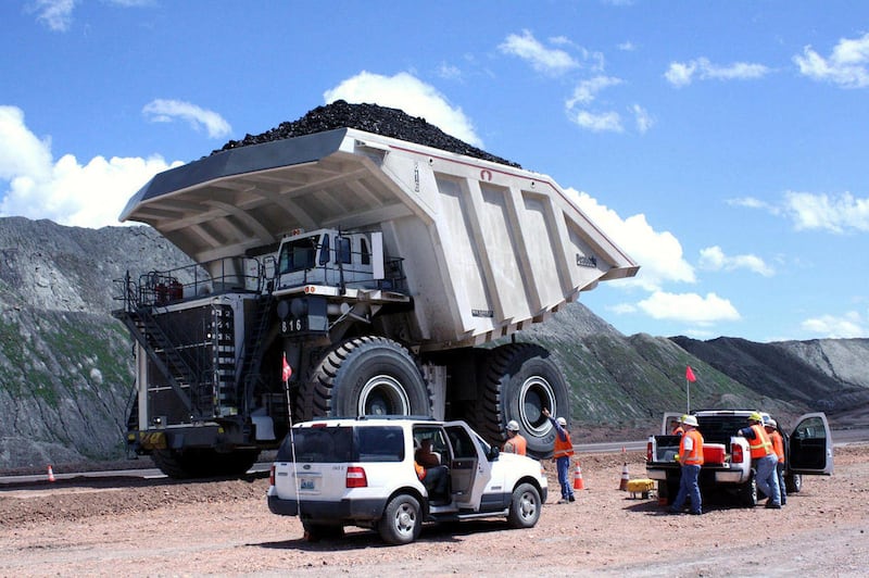 This undated photo provided by Westech shows a truck with Westech"™s Flow Control Body holding 447 tons of coal at Peabody Energy"™s North Antelope Rochelle coal mine, north of Douglas, Wyo. Guiness World Records recently awarded the body"™s manufacturer,