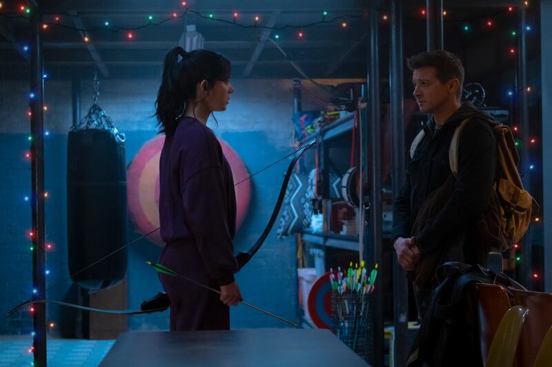 Kate Bishop and Hawkeye/Clint Barton in “Hawkeye.”