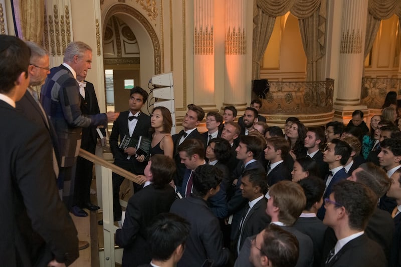 Psychologist and author Jordan Peterson greets supporters at the Buckley Institute’s Disinvitation Dinner in New York City Sept. 27, 2023.