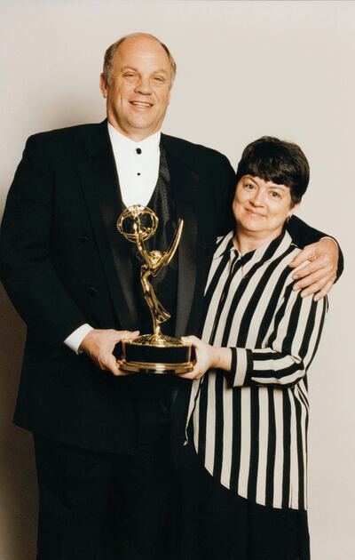 Phil Tuckett and wife Judy are pictured after Tuckett won an Emmy. Tuckett, a football player-turned-filmmaker, told the Deseret News the story of how he became a filmmaker and some of the highlights of his career during a recent interview.