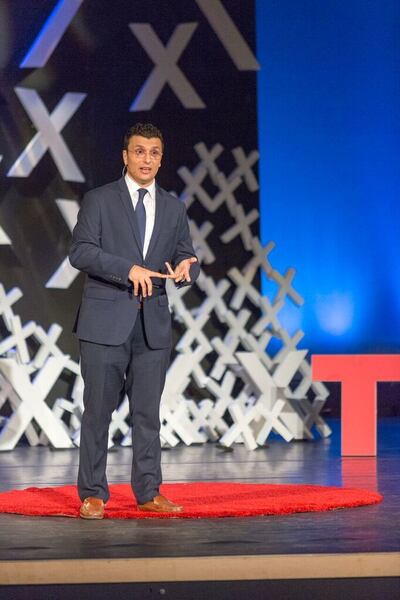 Dr. Heval Mohamed Kelli giving a TEDx talk in Atlanta.