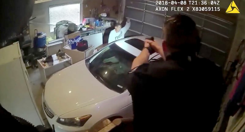 Body camera footage shows Elijah James Smith, 20, of South Salt Lake, moments before he was shot and killed inside a garage at 3551 S. Jenelles Bay on Sunday, April 8, 2018. West Valley police had been chasing Smith for a theft at a nearby phone store whe