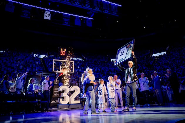 BYU holds halftime ceremony to retire Jimmer Fredette's jersey - Deseret News image
