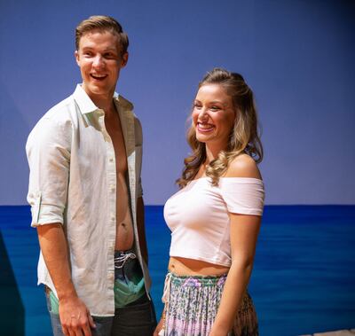 Aidan Wharton as Sky, left, and Kathryn Brunner as Sophie in Pioneer Theatre Company's "Mamma Mia!" The show runs May 11-26.