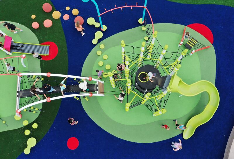 Children play at the new Bingham Creek Regional Park in South Jordan on Friday, June 23, 2023.