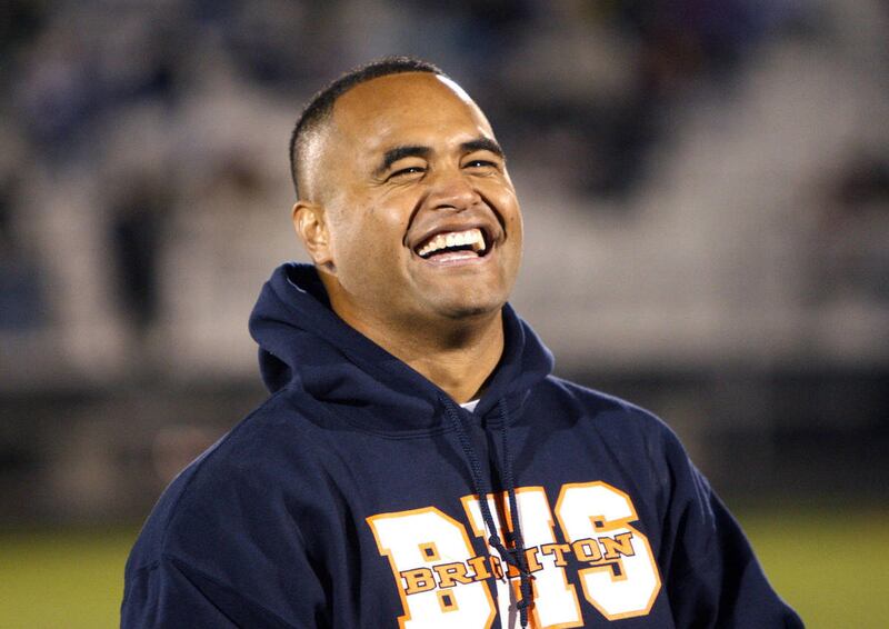 Reno Mahe, who played for Brighton, BYU and the Philadelphia Eagles, has his number retired at Brighton Oct. 9, 2009. He pleaded no contest Monday to stealing gasoline from a construction company.