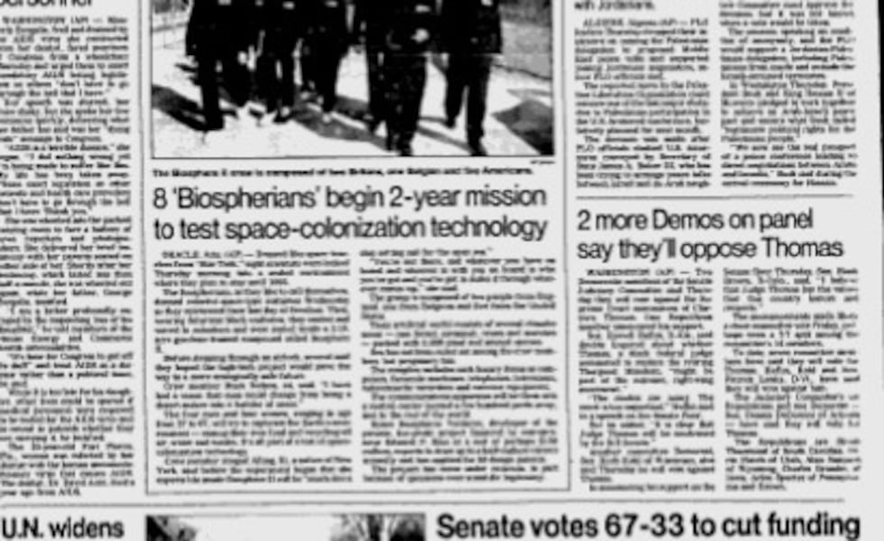 Biosphere 2 Experiment: A Two-Year Test of Closed Ecological Systems Launched in 1991