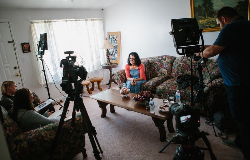 Volunteers with Their Story Is Our Story record the refugee journey of an Iraqi refugee who now is married to an American and lives in Utah with two children.