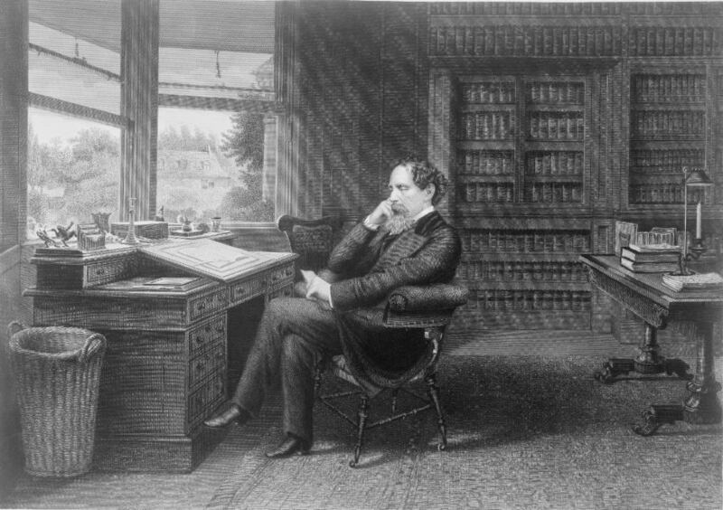 Charles Dickens in his study. Dickens wrote the timeless classic, “A Christmas Carol.”