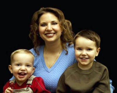 Family photos of Susan Powell with Charlie and Braden.