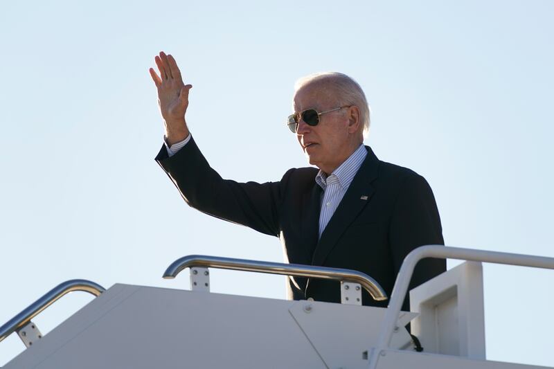 President Joe Biden waves before boarding Air Force One at El Paso International Airport in El Paso, Texas, Sunday, Jan. 8, 2023, to travel to Mexico City, Mexico. The Justice Department is reviewing a batch of potentially classified documents found in the Washington office space of President Joe Biden’s former institute, the White House said Monday, Jan. 9.