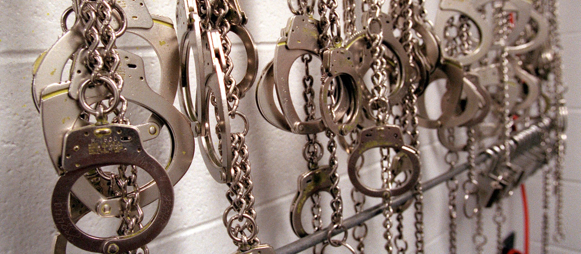 Handcuffs and shackles hang at the Utah State Prison in an undated file photo.