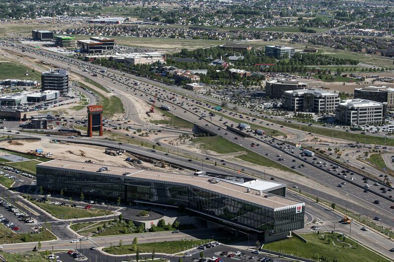 Buildings in Utah’s “Silicon Slopes” near Point of the Mountain in Lehi.