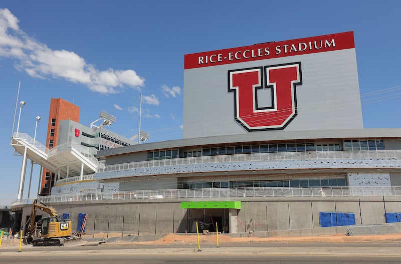 Construction and renovation continues on Rice-Eccles Stadium in Salt Lake City on Thursday, July 8, 2021.