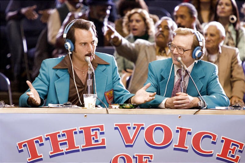 Will Arnett, left, and Andrew Daly star as sports announcers in the comedy "Semi-Pro."