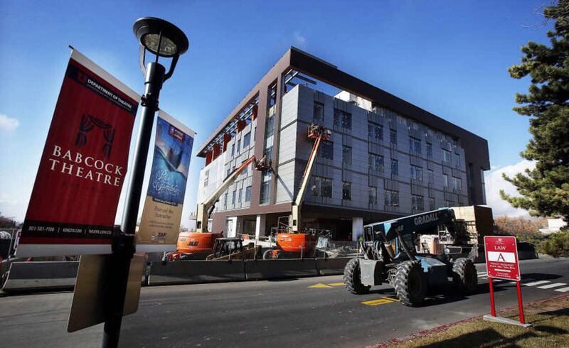 Construction on the S.J. Quinney College of Law building at the University of Utah in Salt Lake City, Thursday, Dec. 18, 2014.