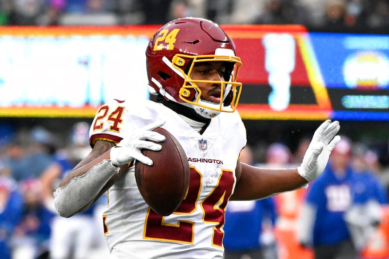 Washington Football Team running back Antonio Gibson in East Rutherford, N.J.