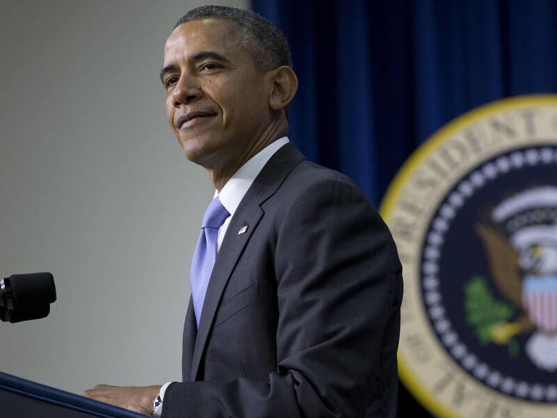 President Barack Obama pauses as he speaks during an Expanding College Opportunity event in the South Court Auditorium in the Eisenhower Executive Office Building on the White House complex, Thursday, Jan. 16, 2014, in Washington.