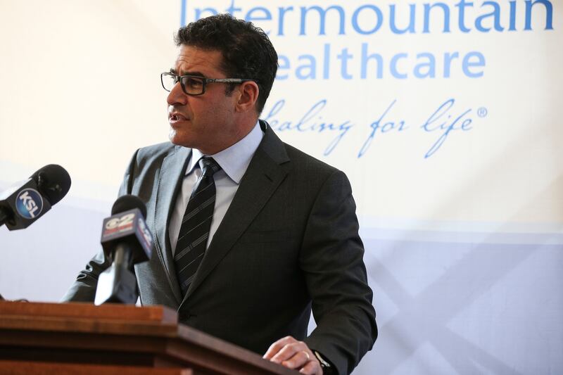 Dr. Marc Harrison, CEO and president of Intermountain Healthcare, speaks about the health care system's new generic drug enterprise during a press conference at the Intermountain Salt Lake Clinic in Salt Lake City on Thursday, Jan. 18, 2018.