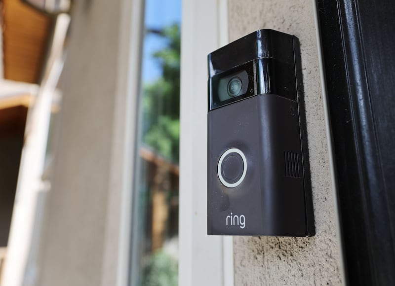 A Ring doorbell on a home in Cottonwood Heights is pictured on July 13, 2022.