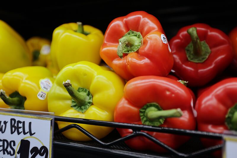 Peppers sit on shelves at Trader Joe’s in Draper.
