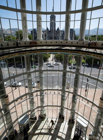 The Salt Lake City and County Building photographed from inside the Matheson Courthouse on Monday, Aug. 12, 2019.