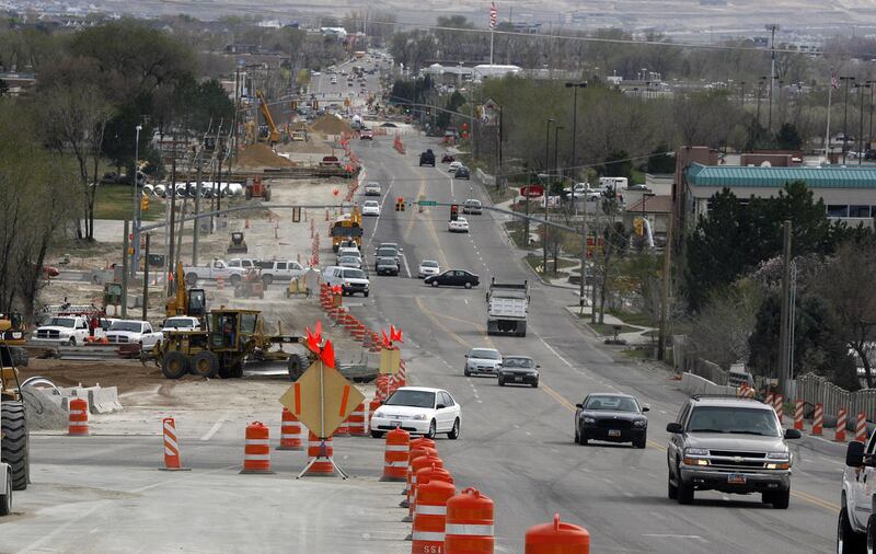 FILE - Road construction on State Street between 90th and 106 South in Sandy on March 26, 2007. The Utah Department of Transportation advises motorists that construction on 5600 South in Roy will begin Monday, May 9, on a project to add an additional west