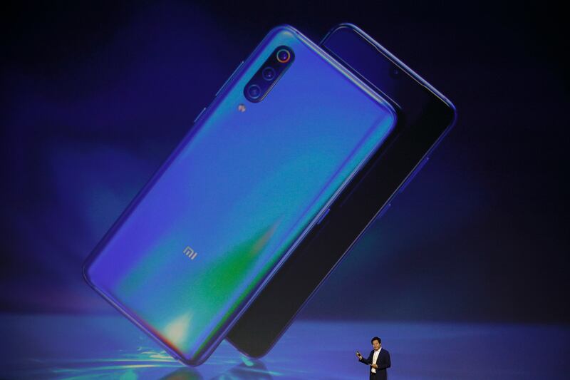 Xiaomi’s Founder, Chairman and CEO Lei Jun talks about the latest Xiaomi Mi 9 during a product launch event in Beijing, Wednesday, Feb. 20, 2019.