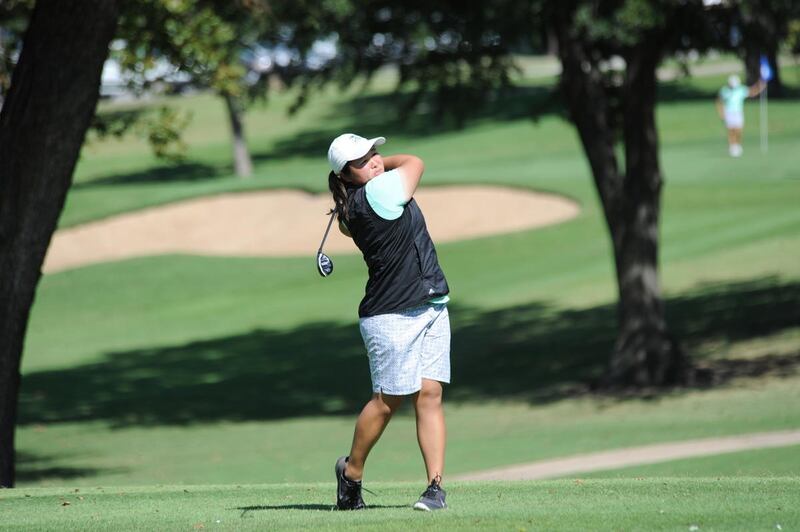 Utah Valley redshirt freshman Kaylee Shimizu tees off at the Bob Hurley ORU Shootout in September. Shimizu will play as an individual for UVU at the SCU Colby Invite.