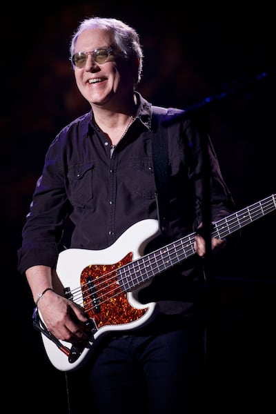 Bassist Hugh McDonald of Bon Jovi performs at the Scottrade Center in St. Louis on Feb. 19, 2017, as part of the "This House is Not For Sale" tour. McDonald resides in Hoytsville, Utah, and has performed regularly with Bon Jovi since 1995.
