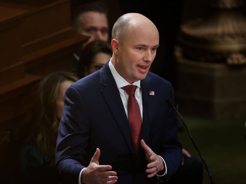 Gov. Spencer Cox delivers his 2022 State of the State address in the Utah House chamber at the Capitol in Salt Lake City.