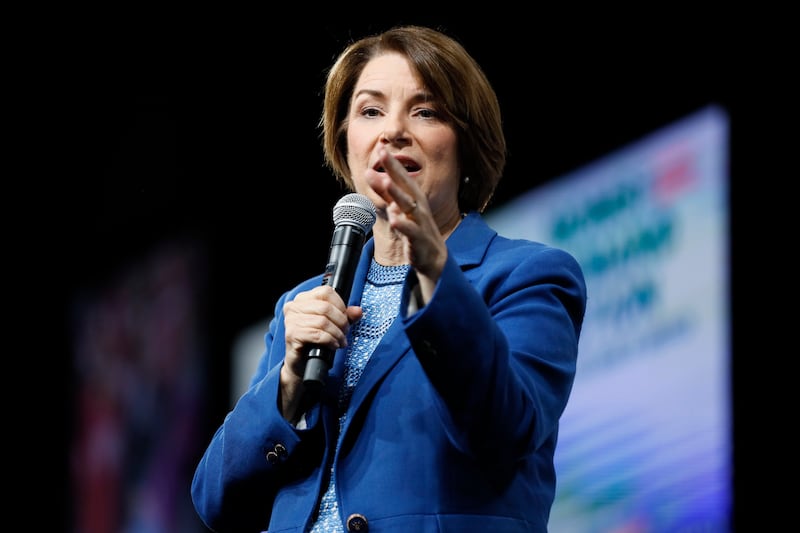 Democratic presidential candidate Sen. Amy Klobuchar speaks at the Presidential Gun Sense Forum, Saturday, Aug. 10, 2019, in Des Moines, Iowa. (AP Photo/Charlie Neibergall)