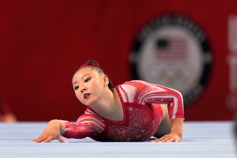 Kara Eaker competes in the floor exercise