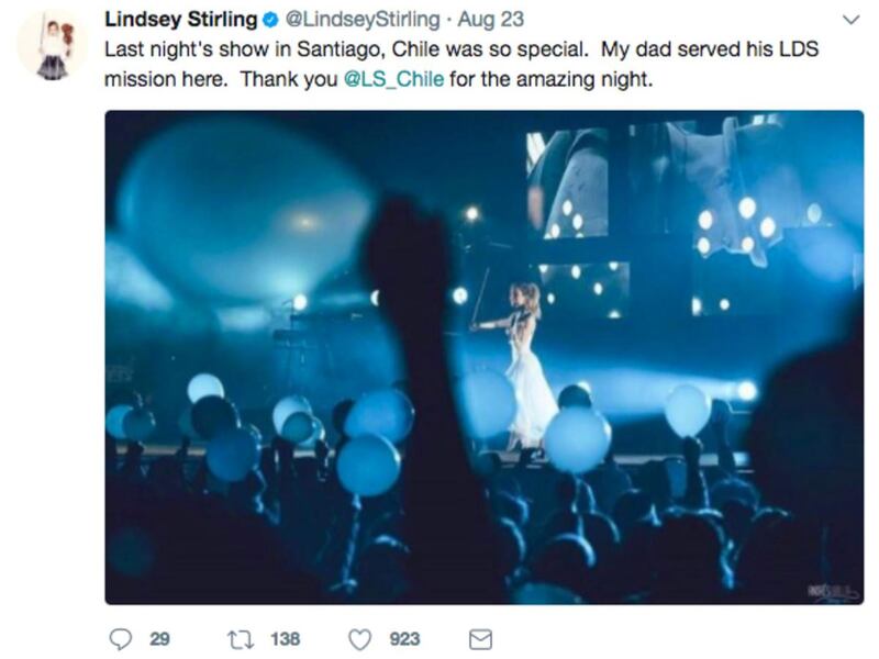 Lindsey Stirling performing in Chile.