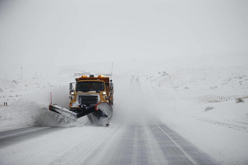 A spring storm was expected to dump more than one foot of snow in some parts of Wyoming.