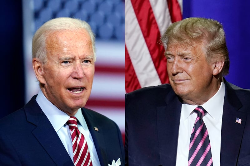 President Joe Biden, left, bested President Donald Trump in November 2020.