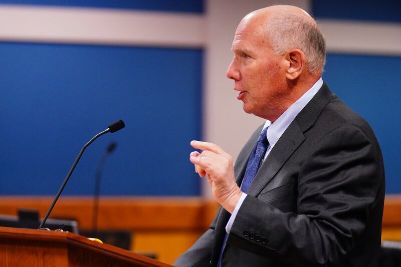 Steve Sadow, attorney for Donald Trump, speaks in Superior Court of Fulton County before Judge Scott McAfee as part of the Georgia election indictments on Dec. 1, 2023 in Atlanta.
