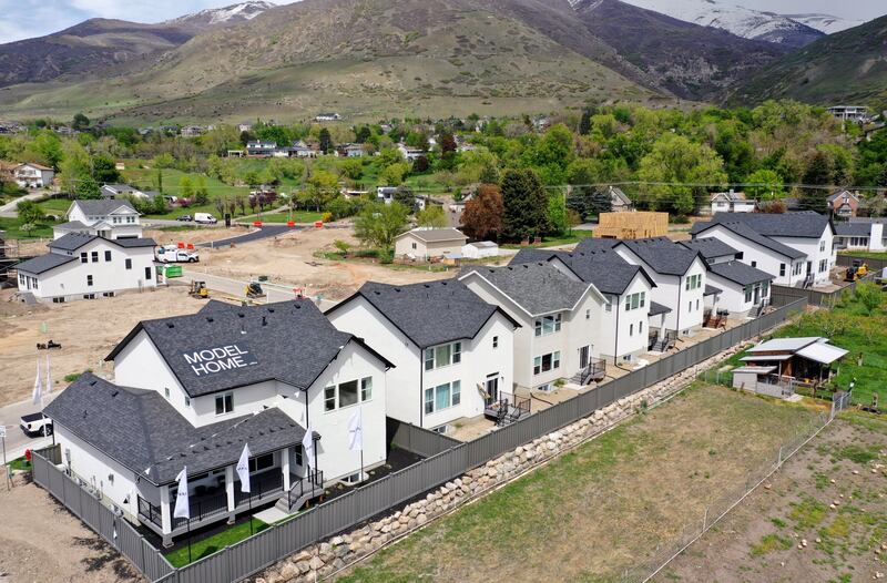 Single-family houses are pictured in theROSE community in Farmington on May 8, 2023.