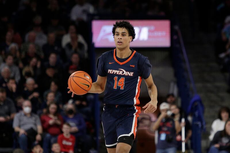 Pepperdine forward Jevon Porter dribbles