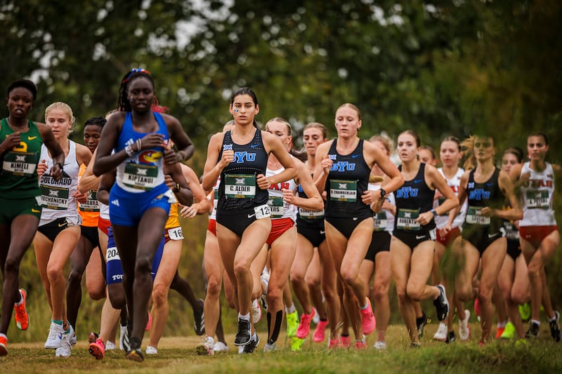 BYU runner compete in the Big 12 championship on Nov. 4, 2024 in Waco, Texas. The Cougar women placed first in the NCAA regional in Reno, Nevada, on Friday.