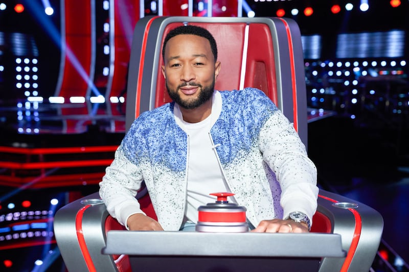 John Legend on the set of “The Voice.”