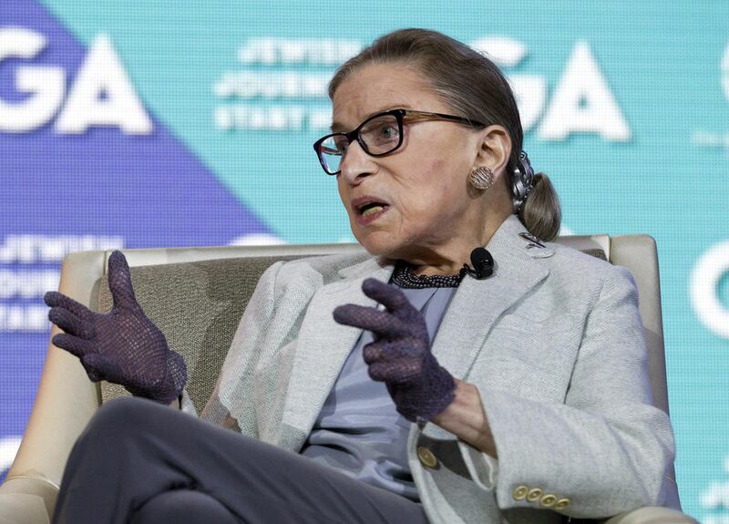 Supreme Court Associate Justice Ruth Bader Ginsburg speaks at The Jewish Federations of North America conference in Washington, Monday, Nov. 14, 2016.