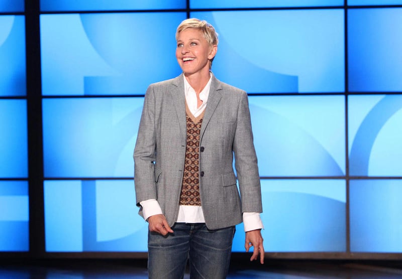 FILE- This Sept. 26, 2011, file photo, originally provided by Warner Bros., shows Ellen DeGeneres during a taping of “The Ellen DeGeneres Show” in Burbank, Calif. Chef and cookbook author Roberto Martin featured in “Vegan Cooking for Carnivores,” is the