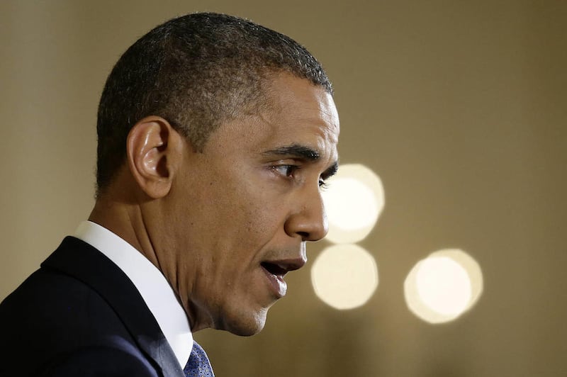President Barack Obama makes an opening statement during his news conference, Wednesday, Nov. 14, 2012, in the East Room of the White House in Washington.