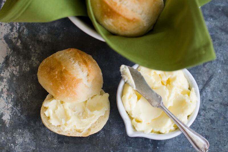 Store-bought rolls with homemade butter in Concord, N.H.